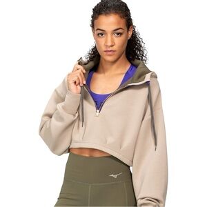 Mizuno x Ronda Rousey Women’s Reputation Hoodie Cropped Medium Half Zip Khaki